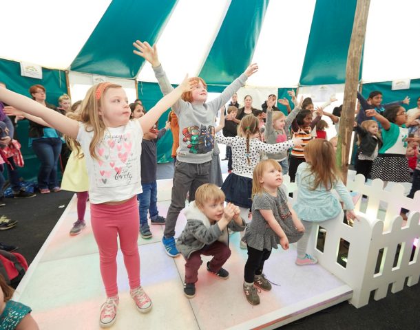 Getting our groove on in the dance tent